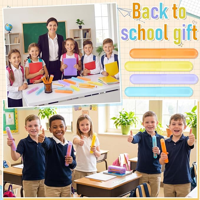 24 Sets Travel Toothbrush Holder with Pencils Bulk Portable Toothpaste Travel Case Multipurpose Toothpaste Boxes Toothbrush Case Storage for Classroom Home School Use (Bright Color) - Image 5