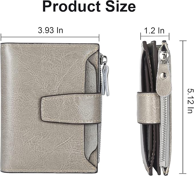 Small Compact Women Wallet RFID Blocking Genuine Leather Bifold Purse with ID Windows - Image 5