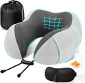 CloudBliss Neck Pillow for Sleeping, Memory Foam Travel Pillow, Light Grey by CloudBliss