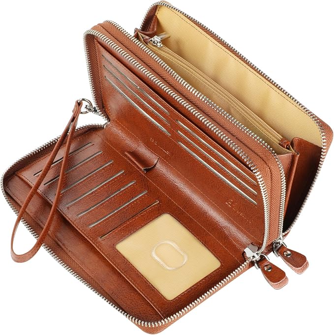 Small Compact Women Wallet RFID Blocking Genuine Leather Bifold Purse with ID Windows - Image 5