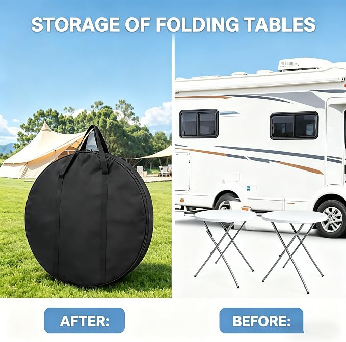 28" Round Cocktail Table Carry Bag, Heavy Duty 600D Oxford - Image 6