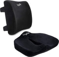 Memory Foam Lumbar Pillow and Seat Cushion Combo, Ergonomic, Orthopedic, Lower Back Support, Premium Washable Velvet Covers with Non-Slip Bottom, Ideal for Office Chairs and Car Seats (Black) by SnugPad