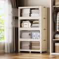 SAILUN 760Qt Stackable Storage Bins,Storage Cabinet with a Lid,4 Pack Cream | Stackable Storage Drawers with Lids,33.5" W x 19" D x 69" H,Featuring open-front Access for Clothes and Closet Storage by SAILUN