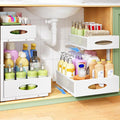 Under Sink Organizer, 2-Pack Pull Out Cabinet Organizer 2 Tier Metal Slide Out Storage Shelf Rack, L-Shaped Adjustable Height,Mesh Sliding Drawer for Kitchen, Bathroom, Laundry, Pantry, White, XL by Kitstorack