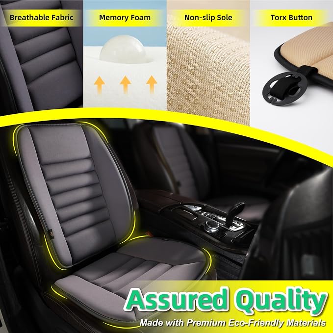 kingphenix Car Seat Cushion with Back Support Pillow, Memory Foam, Grey | Memory Foam Car Cushion for Long Driving, Truck, Office Chair, Tailbone and Lower Back Support - Image 3
