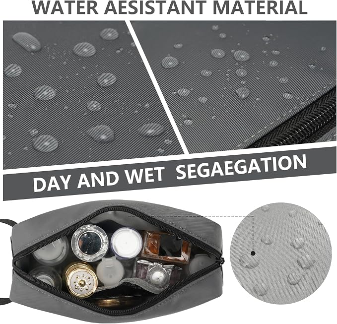 Travel Toiletry Bag for Men & Women, Hanging Cosmetic Organizer | Water-Resistant Fabric, Sturdy Handle, Lightweight Dopp Kit – Bathroom Toiletries, Makeup, Shaving, Grooming & Accessories - Image 3