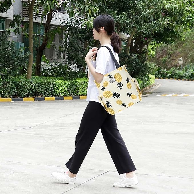 KAMO Floral Tote Bag - Waterproof Lightweight Handbags Travel Shoulder Bag for Hiking Yoga Gym Swimming Travel Beach - Image 2