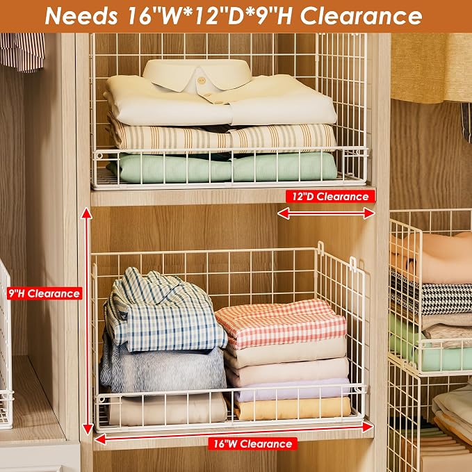 Yociyoga 5-Tier Stackable Closet Organizers and Storage Basket - Foldable Closet Shelf Organizer System, Space-Saving Clothes Storage Bins Drawer Organizer for Wardrobe, White (Patent 30022416) - Image 5