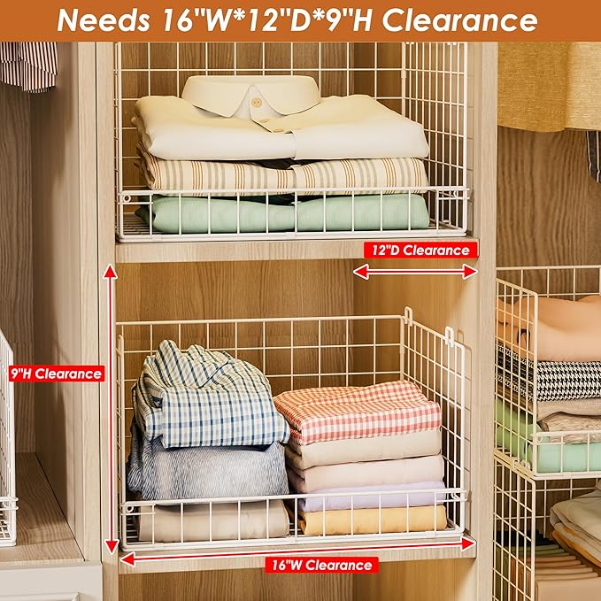Yociyoga Closet Organizers and Storage Basket- 3-Tier Stackable Storage Bins, Foldable Closet Shelf Organizer Basket, Stackable Clothes Organizers Shelves for Home Organizer System(Patent 30022416) - Image 3