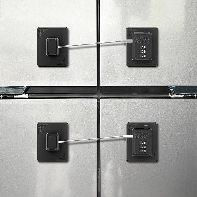 2-Pack Password Refrigerator Lock, Combination Child Proof Safety Lock，Baby Proofing fridge lock，Door Latches for Fridge Cabinet Drawer Closet, Freezer Lock No Keys Needed (Black) - Image 9