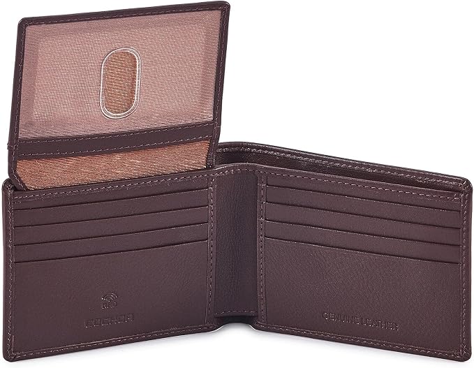 Wallet for Men Slim RFID Blocking Leather Bifold Minimalist 2 ID Windows Gift Box Carteras Para Hombres (NAPA, CHOCOLATE) by Cochoa