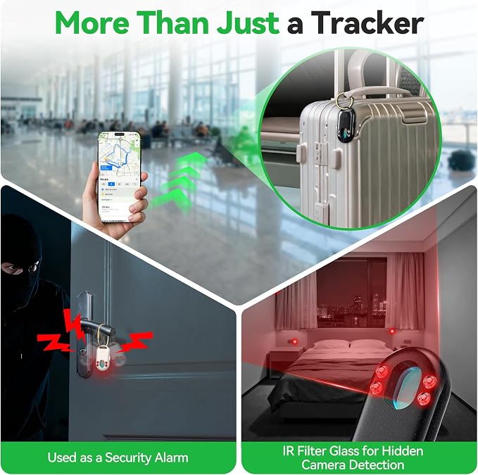 TECKNET [MFi Certified] Air Tracker Tags, Rechargeable Bluetooth Tracker | 3-in-1 Find My Tracker 2 Pack (iOS Only), 100dB Alarm & IR Lens Finder, IP67 Waterproof, Item Locator for Key Luggage Wallet - Image 6