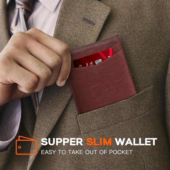 RUNBOX Wallet for Men Slim Leather Bifold RFID Blocking Minimalist Front Pocket Design with Gift Box | Minimalist Front Pocket Design, Holds 8 Cards, RFID Protection, Gifts for Men on Birthdays, Father’s Day, and Christmas - Image 4