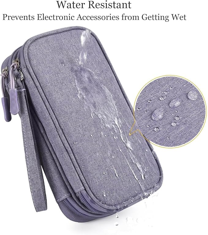Electronic Organizer Travel Cable Accessories Bag, Electronic Organizer Case, Electronic Accessories Organizer Bag for Power Bank, Charging Cords, Chargers, Mouse, USB Cable, Earphones (Purple) - Image 5