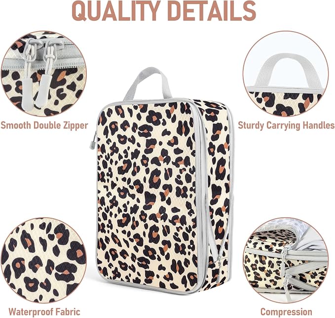 6 Set Compression Packing Cubes, Suitcase Organizer, Lightweight Travel Essentials, Compression Bags For Travel Accessories Luggage Storage Set (6Pcs, Brown Leopard) - Image 4