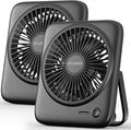 Otlonpe Personal Portable Desk Fan 2 Pack, 4000mAh Small Rechargeable Portable Fan Battery Operated & USB Powered for Travel Sleeping Bedroom Office Home Table, Cordless, Quiet, 4-Speed, 6.5 Inch by OTLONPE