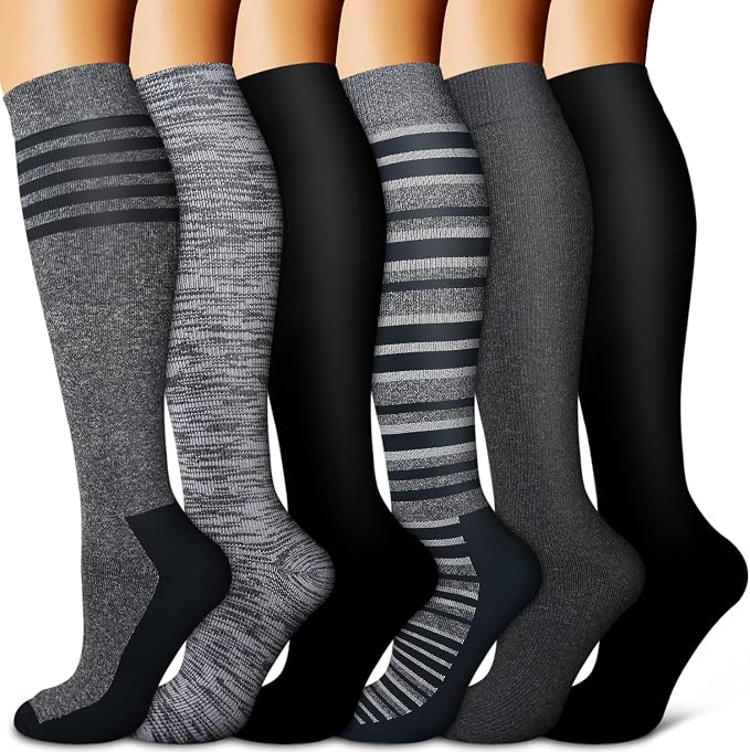 Copper Compression Socks for Women & Men (6 pairs) - Best Support for Nurses, Running, Hiking, Recovery by BLUEENJOY
