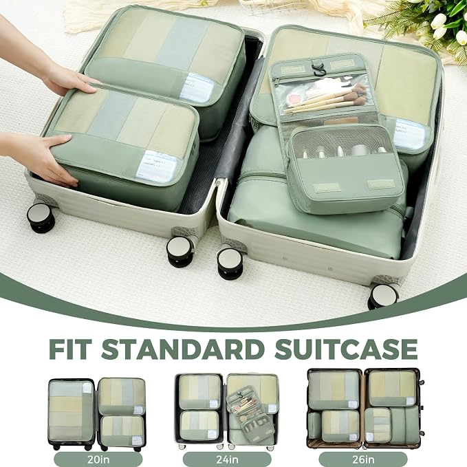 BAGAIL 9 Set Packing Cubes with Packing List Luggage Packing Organizers for Travel Accessories (Matcha Green) - Image 8