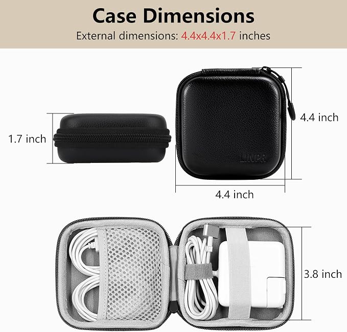Portable Charger Case, Tech Pouch Travel Organizer, M, Black | Hard Shell Electronic Storage for MacBook Power Adapter, Charging Cords, USB Drives, Power Bank Laptop Accessories - Image 2