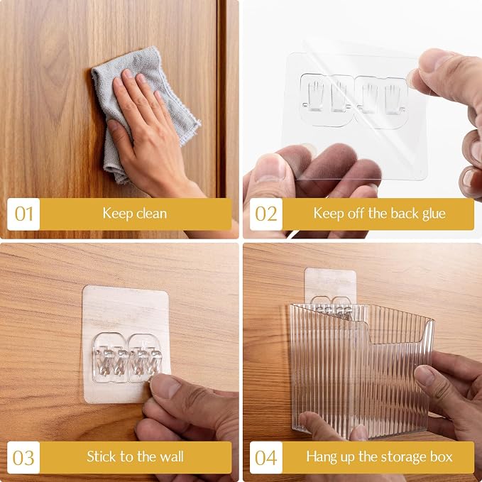 4 PCS Wall Mount Organizer, Cabinet Door Organizer Storage with Adhesive Bins Inside Cabinet Door Storage, Makeup Organizer, Basket for Kitchen Bathroom - Image 5
