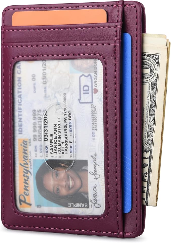 Buffway Slim Minimalist Front Pocket RFID Blocking Leather Wallets for Men and Women - Alaska Purple - Image 2