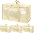 TICONN 4 Pack Extra Large Moving Bags Heavy Duty with Zippers & Carrying Handles, Durable Storage Bags Moving Boxes for Closet Organizers and Storage (4 Pack, Cream) by TICONN