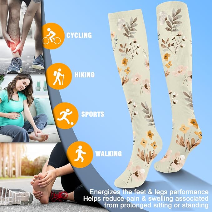 cerpite Compression Socks for Women & Men 6 Pairs Knee High Compression Socks 20-30 mmhg Best for Running,Nurse,Travel - Image 5