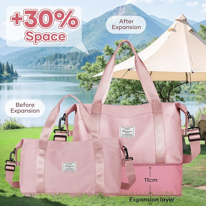 Travel Duffel Bag, Sports Tote Gym Bag, Shoulder Weekender Overnight Bag for Women - Image 4