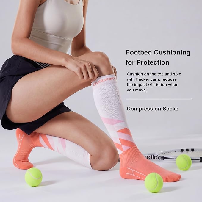 CS CELERSPORT 3/4 Pairs Compression Socks for Men Women Size 6-12 | Knee High Support Socks for Running Nurses Pregnancy Travel Daily Wear - Image 4