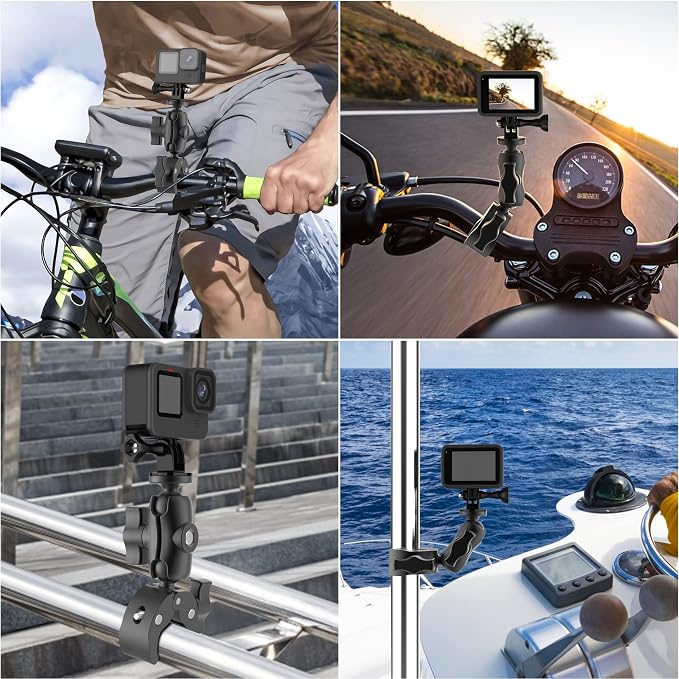 Super Camera Clamp Mount Double Socket Arm | 1/4"-20 Ball Head Adapter for GoPro AKASO DJI Action Insta360 or DSLR Digital Camera Monitor/LED Lights/ - Image 6