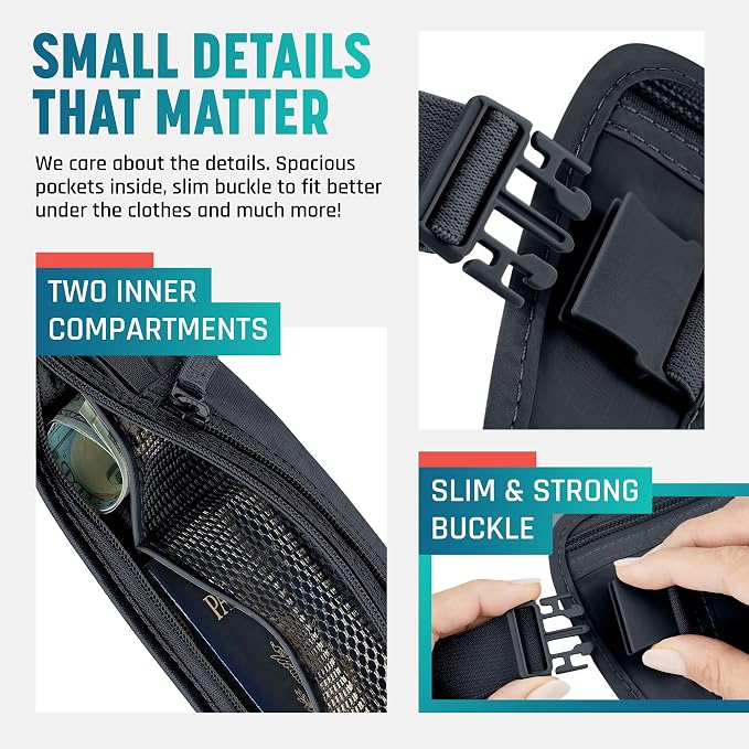 Alpha Keeper Money Belt for Travel Hidden Under Clothes – RFID Blocking Passport Holder & Slim Waist Wallet Pouch for Women & Men, Anti-Theft Travel Accessories - Image 6