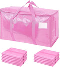 TICONN 12 Pack Extra Large Moving Bags Heavy Duty with Zippers & Carrying Handles, Durable Storage Bags Moving Boxes for Closet Organizers and Storage (12 Pack, Pink) by TICONN
