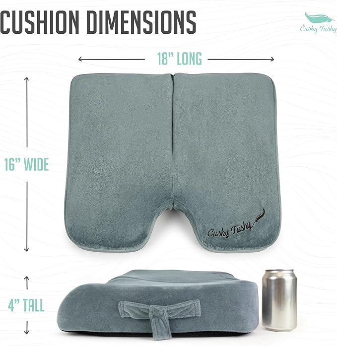 Premium Foldable Wheelchair Cushion - for Relief of Lower Back, Sciatic, Butt and Tailbone Pain - for Home & Office Use, Perfect for Travel or Driving - Gray Coccyx Seat Cushion - Image 3