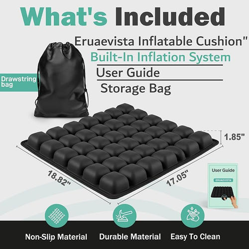 Airplane Seat Cushion, Travel Seat Cushion, Inflatable Wheelchair Cushion for Office Chairs, Stadium Seats with Built in Pump, Car, Office Chair, Tailbone Pain Relief - Image 2