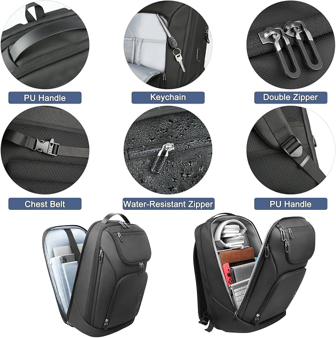 hk Business Smart Backpack for Men Anti-Theft for 17.3 Inch Laptop | with USB Charging Port Water-Resistant Large Durable Compact 30L for Travel College Work - Image 5