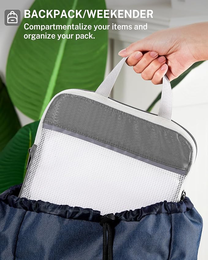 Gonex Compression Packing Cubes for Travel, Mesh Bags Luggage Organizers | Set of 4/5/6/7/10 for Essentials, Extensible, Fits 20"Carry-on Suitcases, See-through Mesh, Double Zipper Compression - Image 7