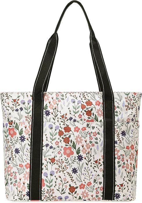 Tote Bag for Women with Laptop Compartment & Cup Holder,Nylon Bag for Work,Travel,Gym,Beach,Teacher,Nurse,School,Mom by HappiePeppie