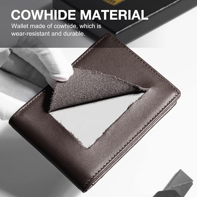 GSOIAX Slim Wallet for Men Rfid Blocking Leather Bifold Front Pocket Carbon Fiber Men's Money Clips Credit Card Holder With Gift Box - Image 6