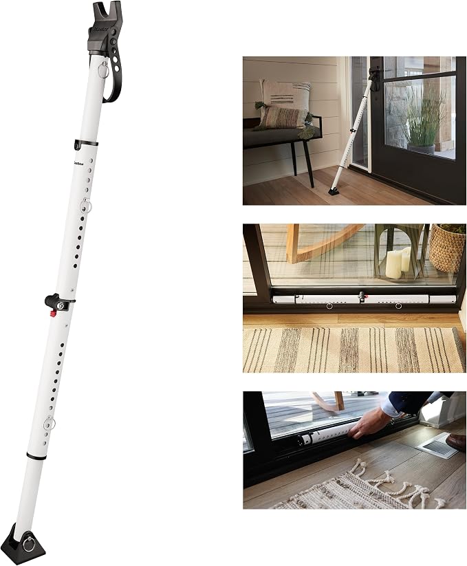 Master Lock Sliding Door Stopper and Door Security Bar, Adjustable for Hinged and Sliding Doors, Compact Enough to Travel for Hotel Security, White, 270EC | Heavy Duty Portable Door Security Bar For Sliding Door, Hinged Door & Patio Door For Security a... by Unknown