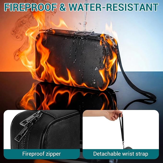 Fireproof Electronics Organizer Travel Case, Black | Water Resistant Tech Accessories Pouch, Explosion-proof Cord Storage Bag, Fireproof Zipper for Phone, Power Bank, Cables, USB - Image 5