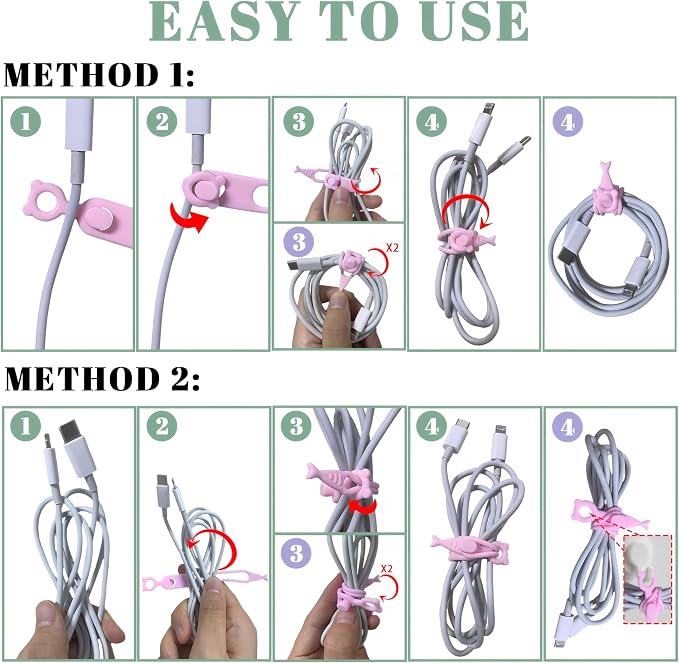 Cord Organizer,36PCS Silicone Cable Ties,Reusable Weatherproof Travel Cable Organizer,High Elasticity Wraps for Bundling Earphone,Phone Charger,Computer Cords,Wire Straps in Home,Office,Kitchen,School - Image 2