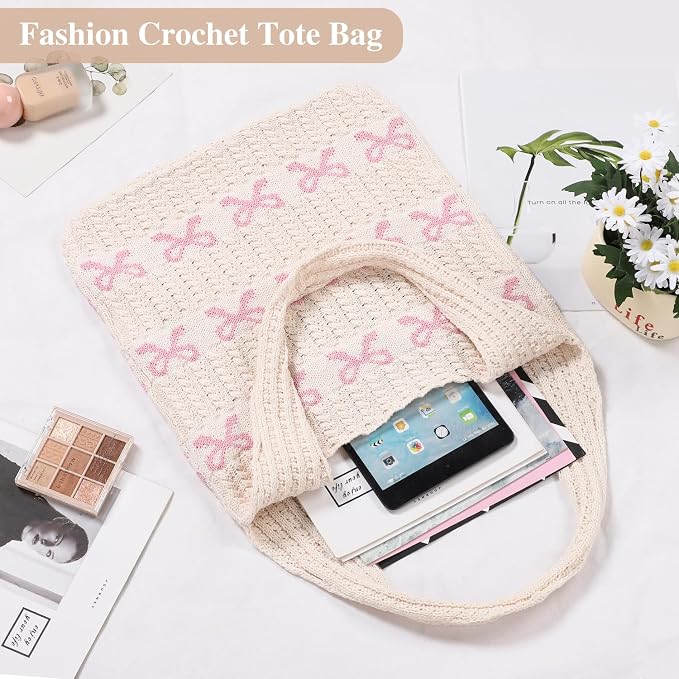 Sightor Crochet Tote Bag, Mesh Beach Bag Knit Summer Hobo Bag for Women | Beach Tote bag Vacation Outfits Aesthetic Boho Bag - Image 6