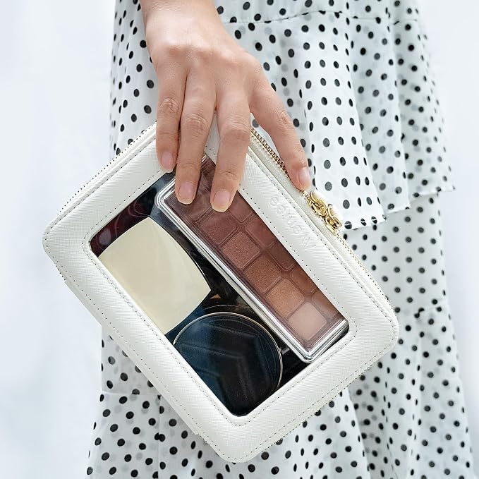 Aveniee Clear Makeup Bag Organizer,Large Travel Toiletry Bag for Women, Waterproof Cosmetic Pouch with Zippers,Car Organizers and Storage Case for Accessories,White - Image 4