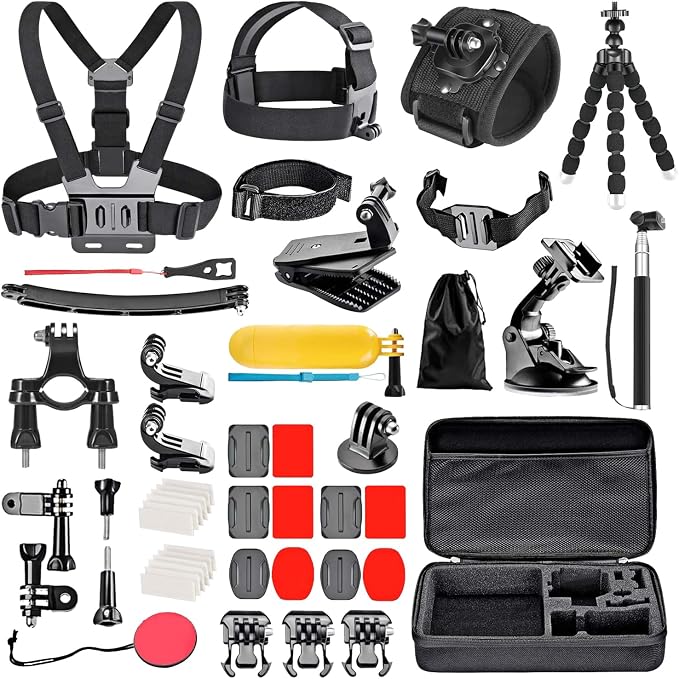 50 in 1 Action Camera Accessory Kit Compatible with Gopro Hero 12 11 10 9, DJI OSMO 4 3 2, Insta360 X3 X2 GO 3, SJCAM, DBPOWER, Campark, Sony Sports DV by Unknown