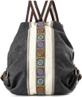 Goodhan WomCanvas Backpack Daypack Casual Shoulder Bag, Vintage Heavy-duty Anti-theft Travel Backpack(Grey Black) by Goodhan