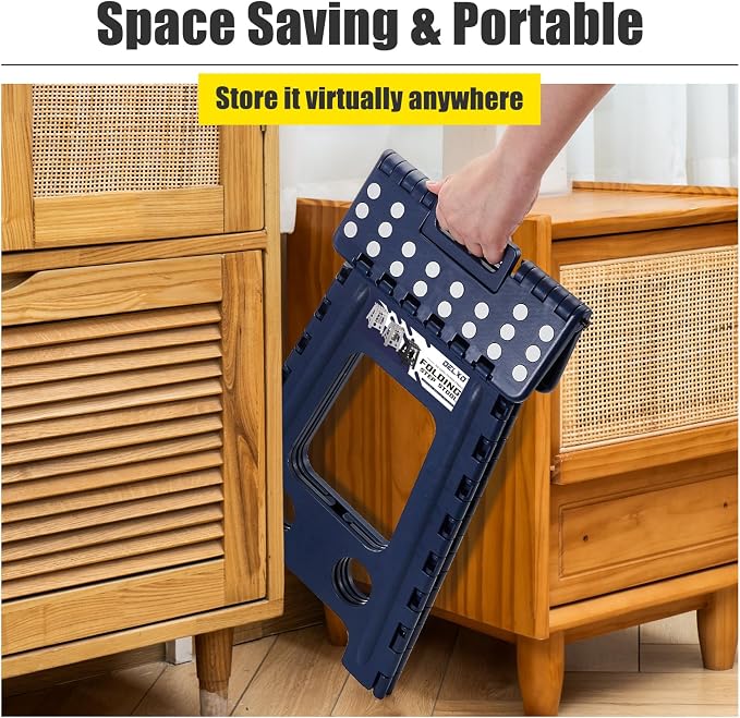 Delxo 17.5 Inch Folding Step Stool,Foldable Step Stool for Adults Blue | Step Stool with Safety Lock,Portable Collapsible Step Stool,Non-slip Folding Stools for Kitchen Bathroom Bedroom Garden 1PC - Image 5