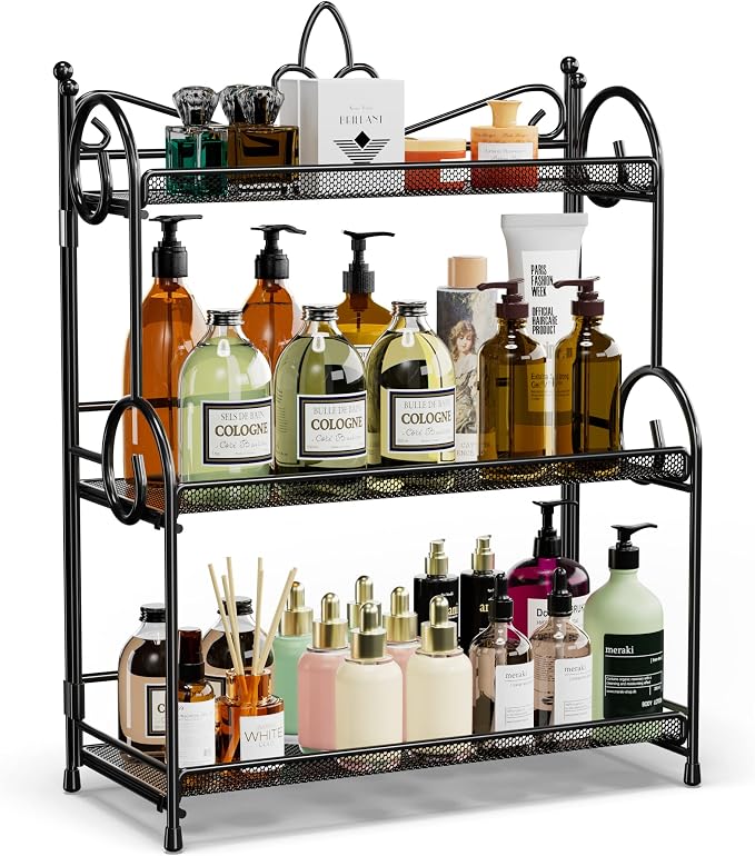 YIUKEA Bathroom Organizer Countertop - 3 Tier Spice Rack Organizer, Counter Organization and Storage for Bathroom, Kitchen, Bedroom, Offices, Foldable by YIUKEA
