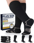 Pembrook Plus Size Compression Socks for Women Wide Calf - 3 Pairs, 20-30mmHg Extra Wide Calf Compression Socks, Up to 4XL by Pembrook