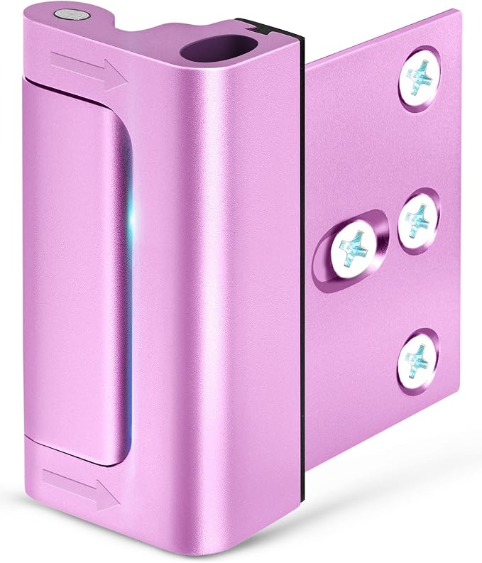 Door Reinforcement Lock Withstands 800 lbs of Force - Pink Door Lock Latch | Drilling Required Extra Proof Door Lock for Kids Safety, Prevents Unauthorized Entry Add a Door Security Lock for Home Safety - Image 7