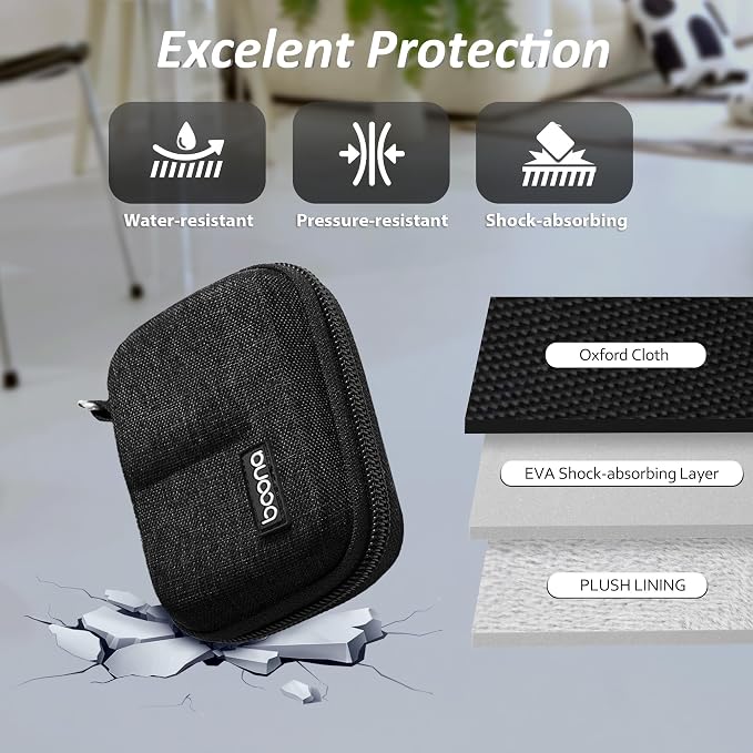 Action Camera Case for DJI Osmo Action 3/4/5 Pro/6, Woven Black | Hard Case Compatible with Insta360 Ace Pro 2, GoPro Hero 13/12/11/10/9 Black, Travel Protective Carrying Case with Carabiner - Image 3
